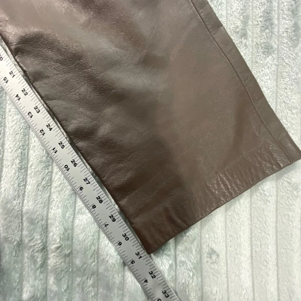 VTG Mixit Y2K‎ Leather Pants Womens 8 High Rise 28x31 Chocolate Brown Streetwear
